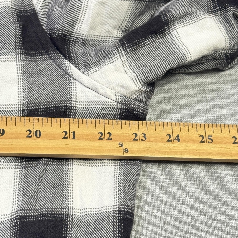 Theory Flannel Shirt Mens XL Black White Plaid Long‎ Sleeve Button Cotton Casual - Picture 6 of 11